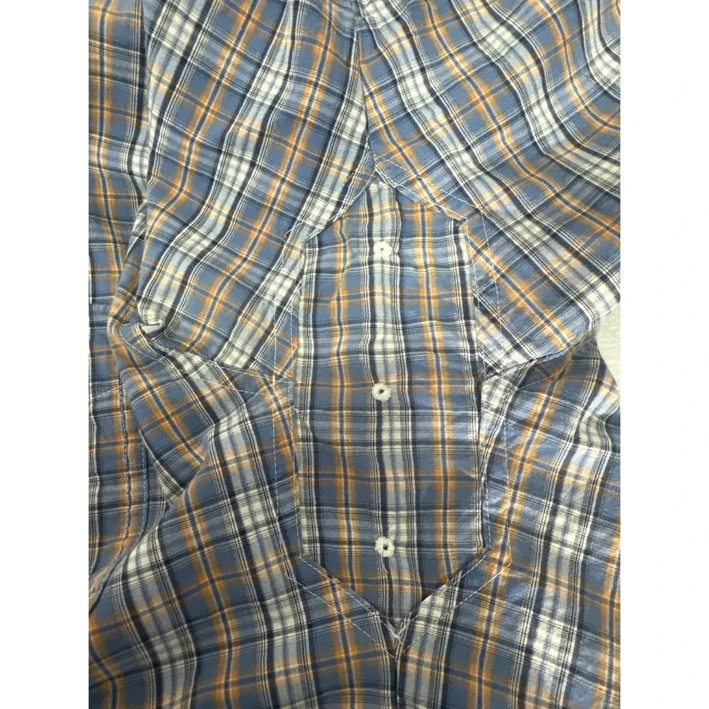 Ariat Relentless Mens Medium Plaid Button Down Shirt Blue Stretch L/S - Picture 9 of 10